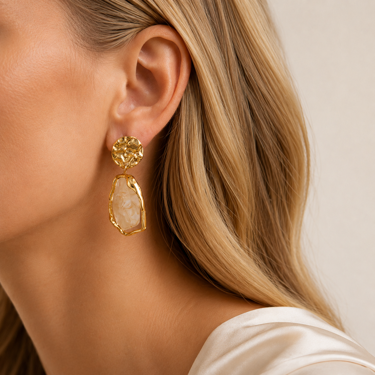 Sculptural Stone Drop Earrings