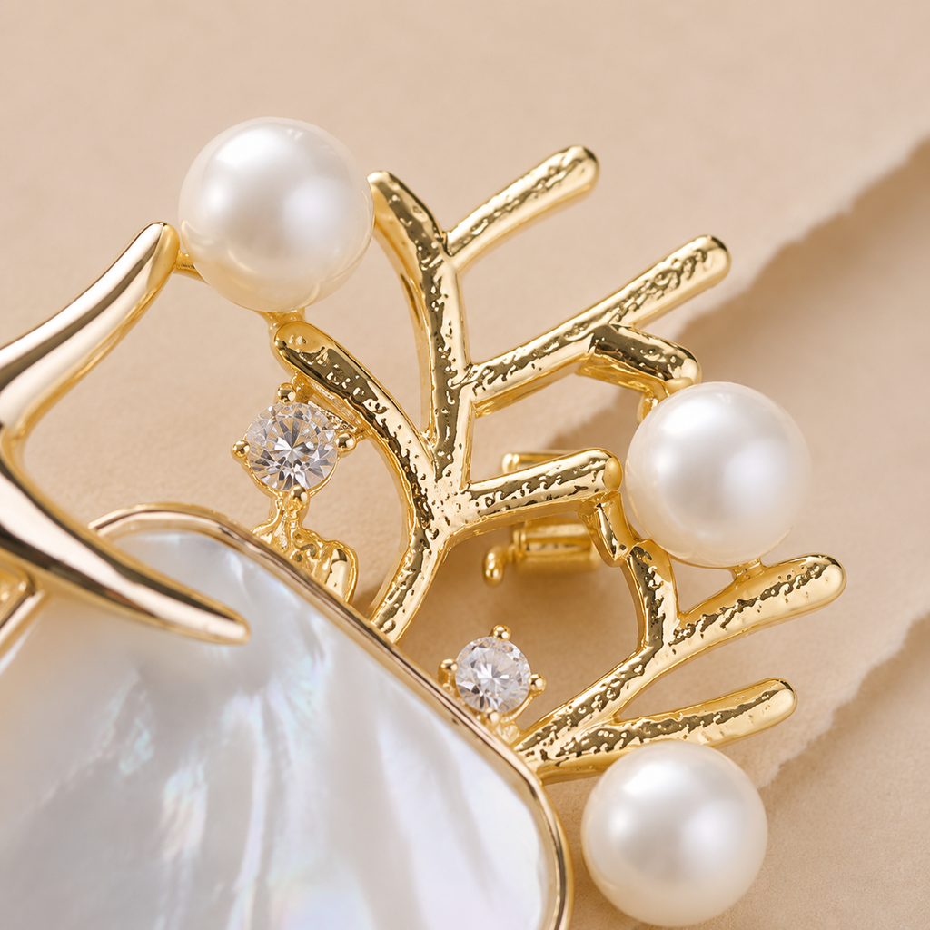 Starfish Shell Statement Brooch