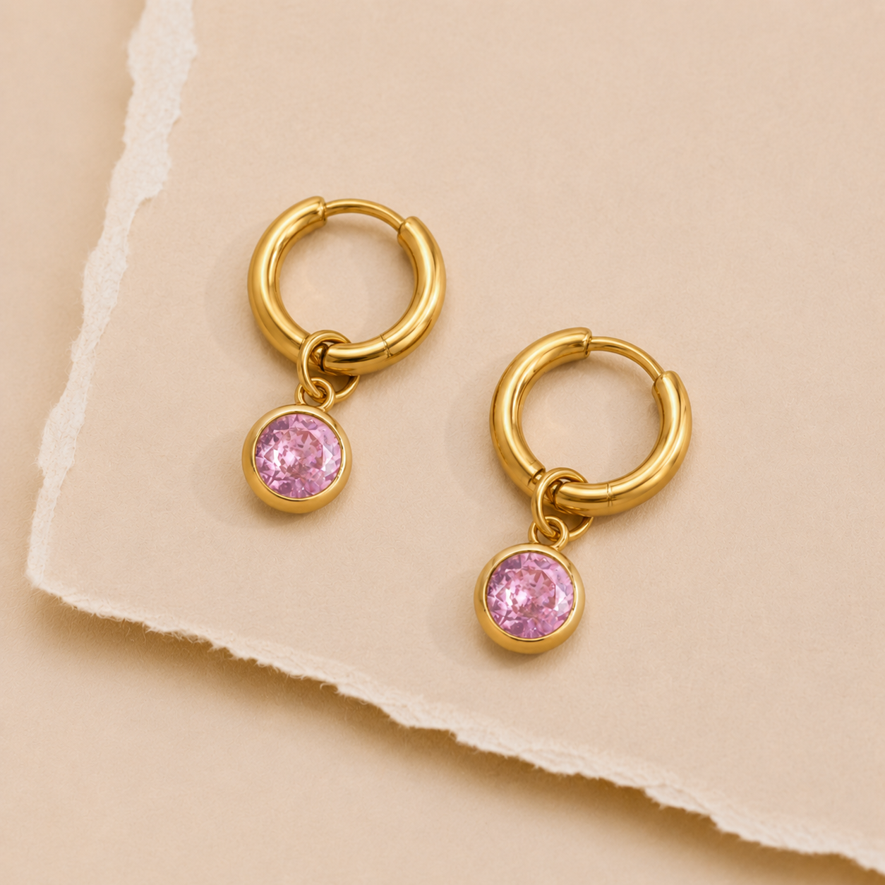 Gem Drop Hoop Earrings