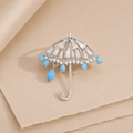 Umbrella Rhinestone Statement Brooch