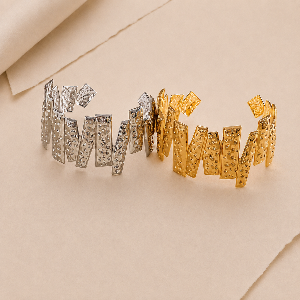 Hammered Link Cuff Bracelet