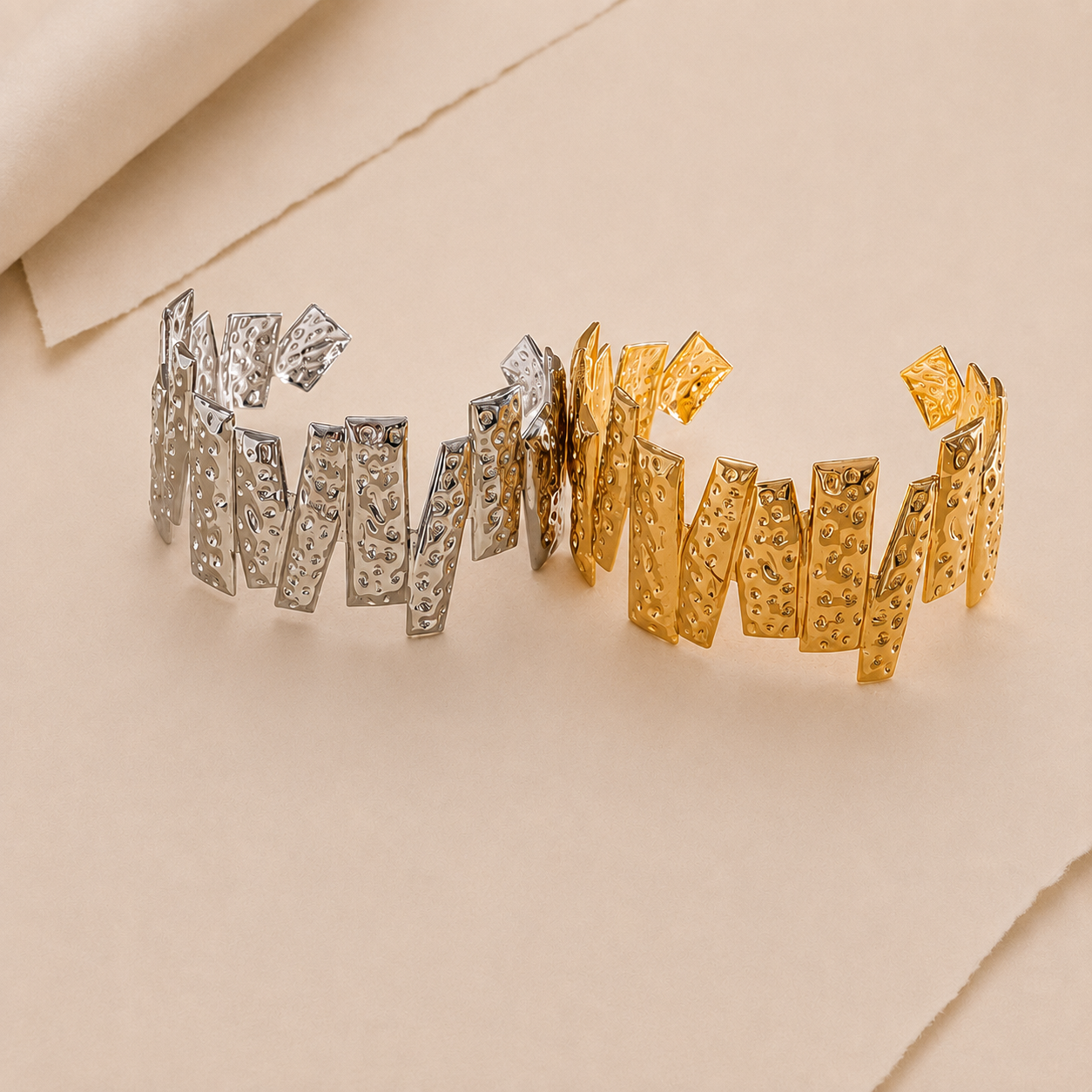 Hammered Link Cuff Bracelet