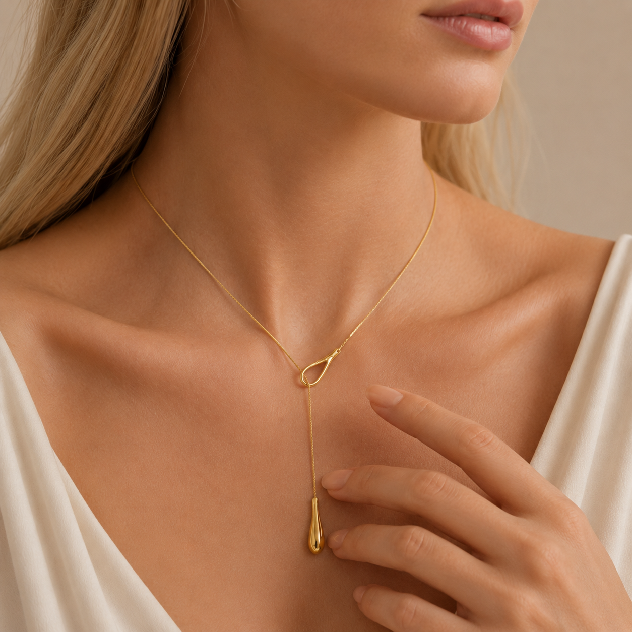 Sculptural Knot Lariat Necklace