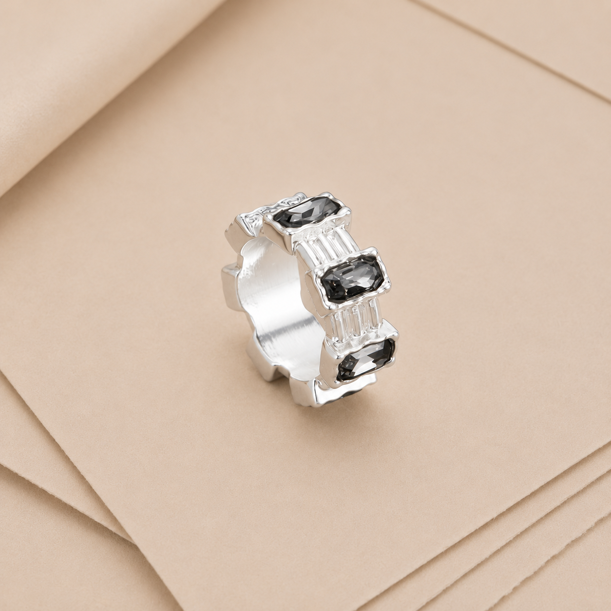 Geometric Gem Band Ring