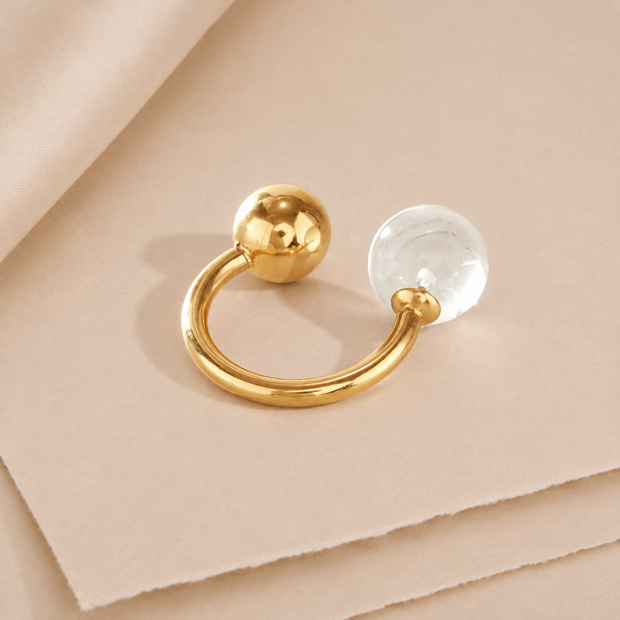 Modern Sphere Open Ring