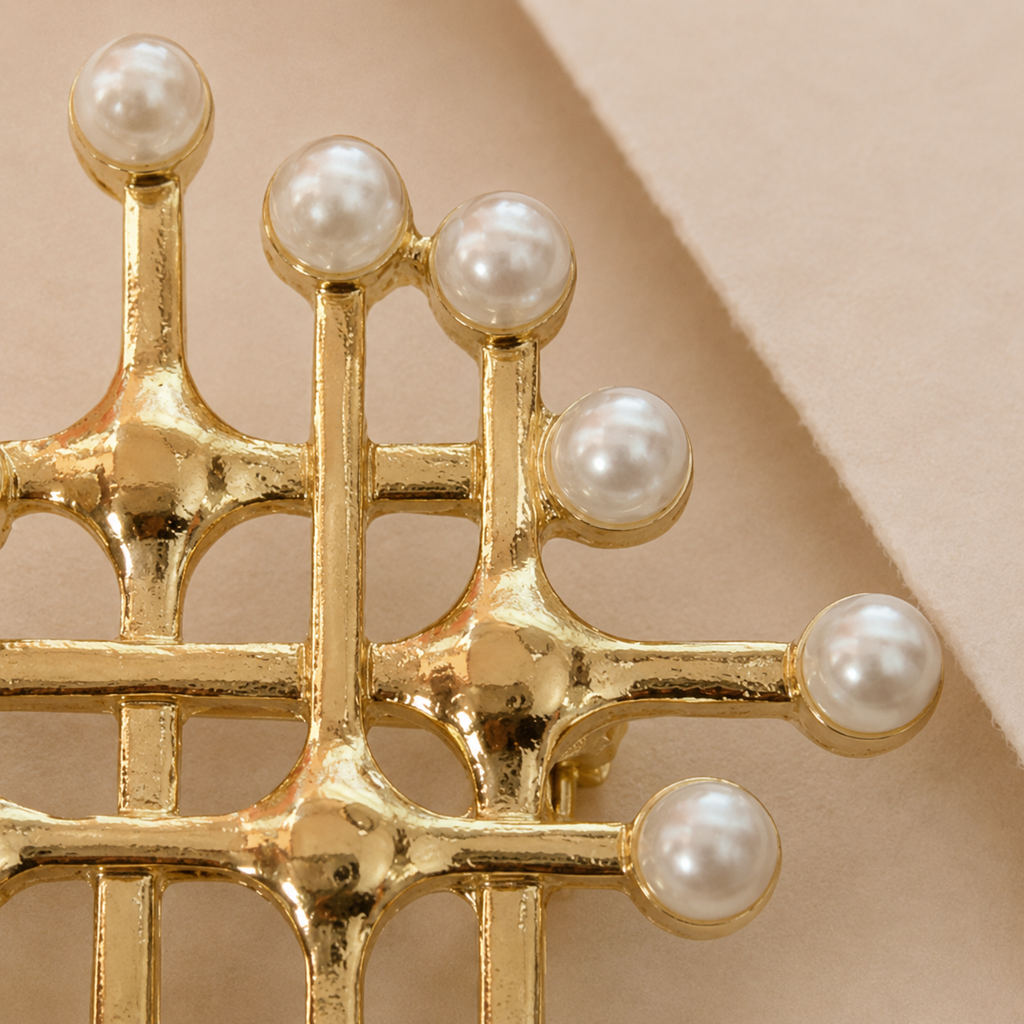Lattice Bead Statement Brooch