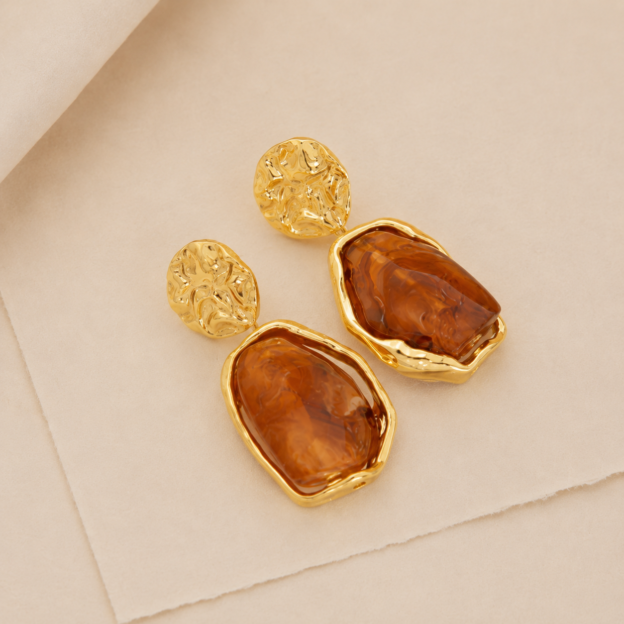 Sculptural Stone Drop Earrings