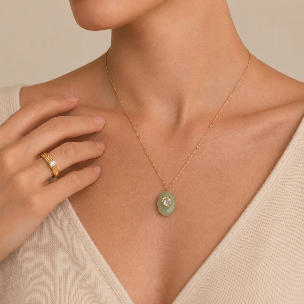 Layered Stone Pendant Necklace