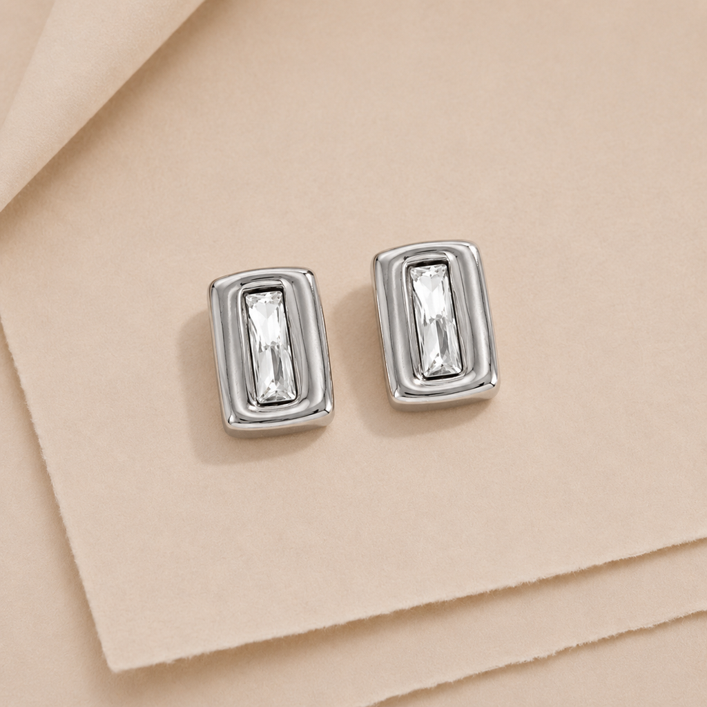 Rectangular Gem Statement Earrings