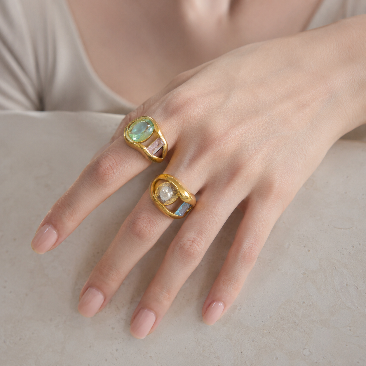 Multi-Stone Sculptural Ring