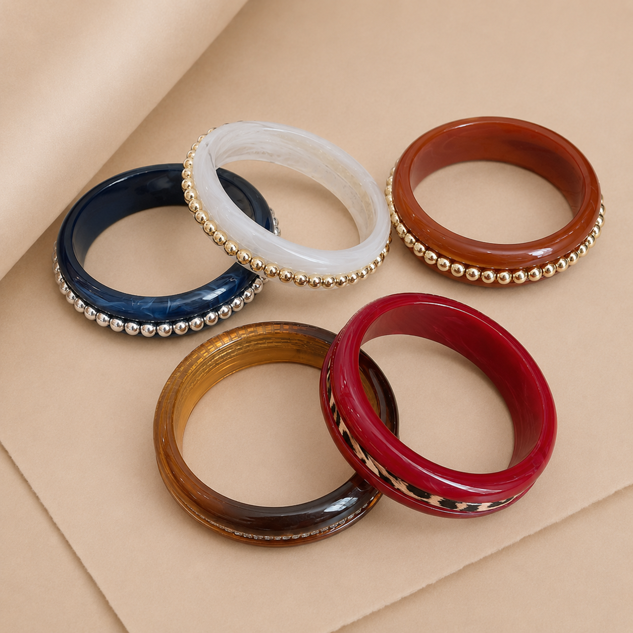 Beaded Accent Bangle Bracelet