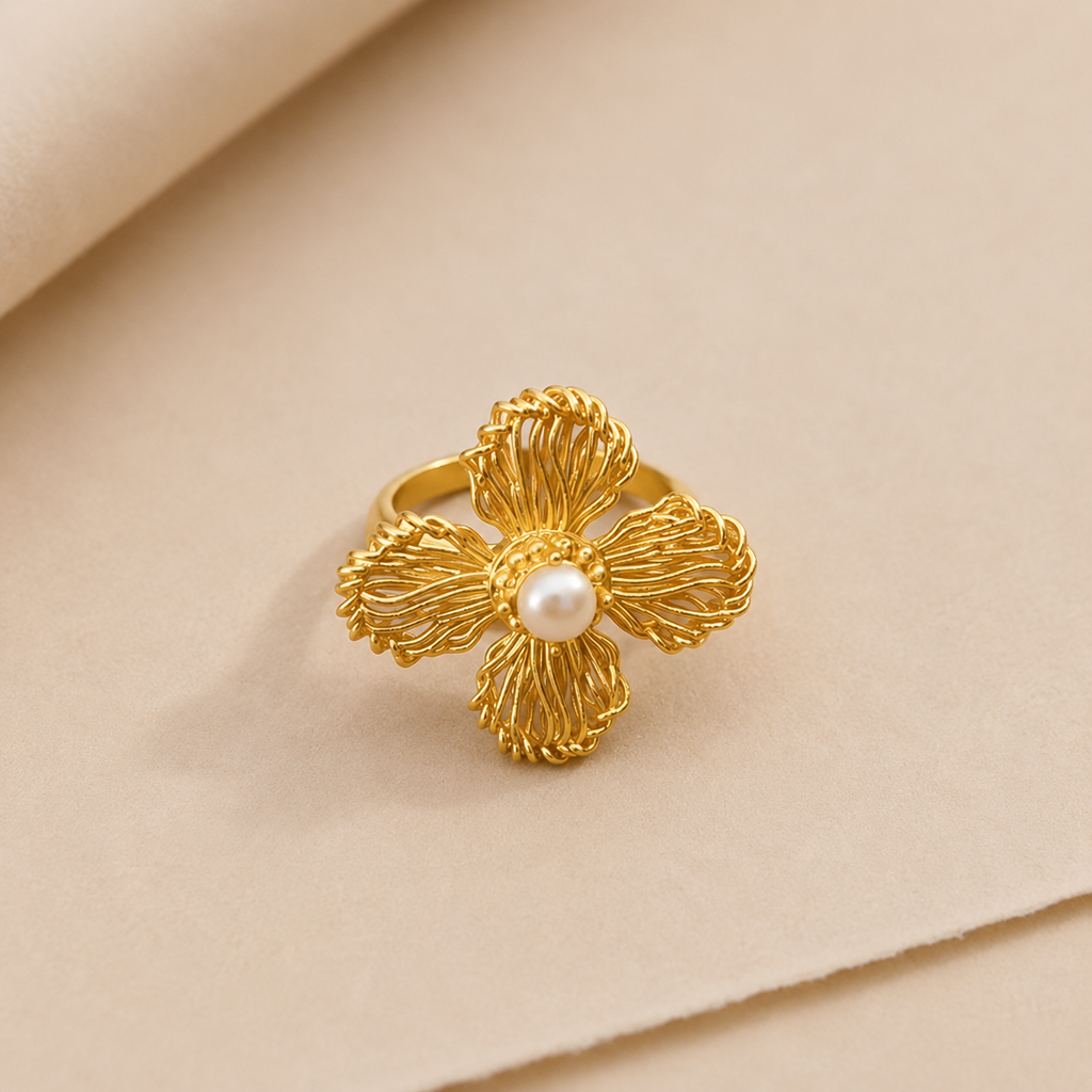 Textured Floral Statement Ring