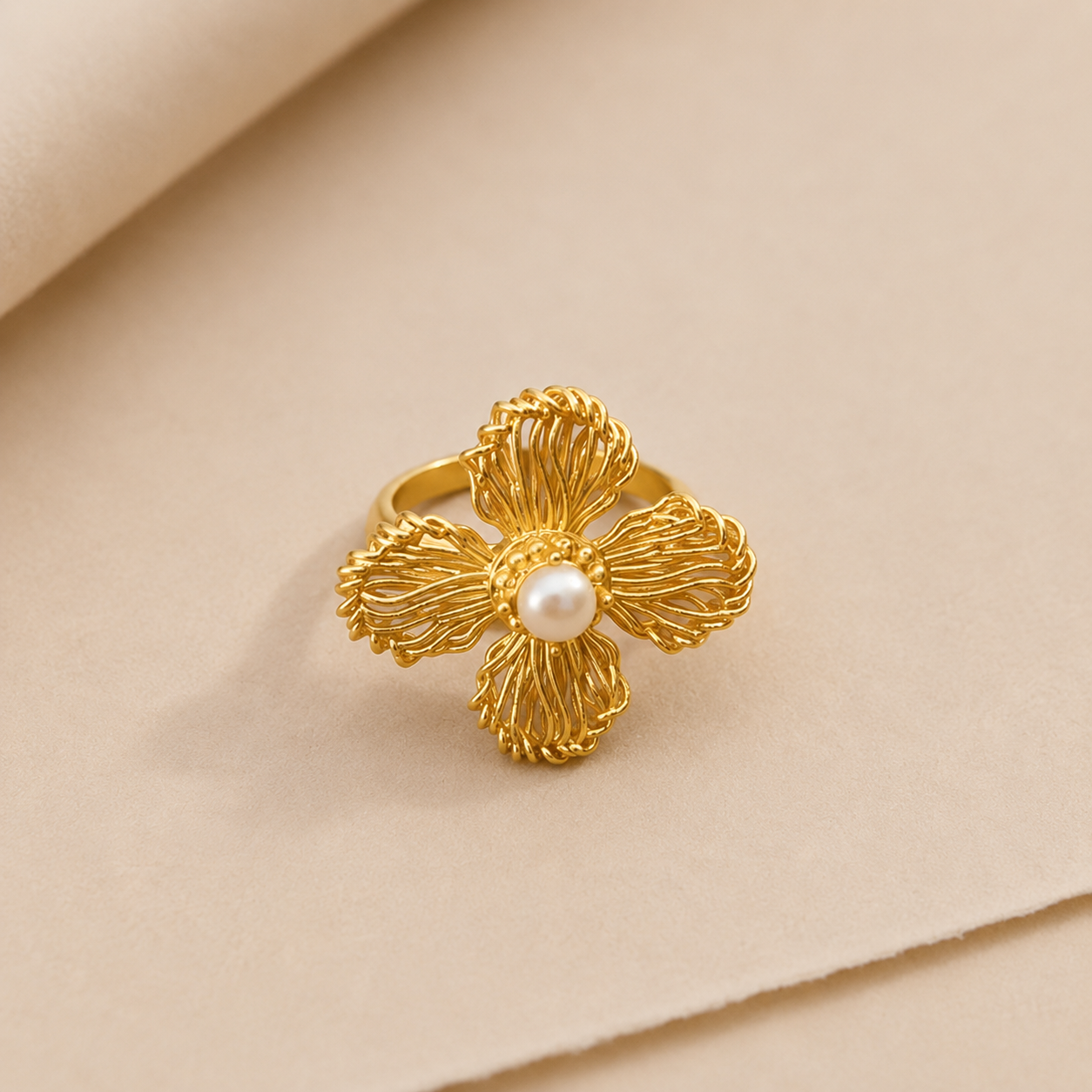 Textured Floral Statement Ring