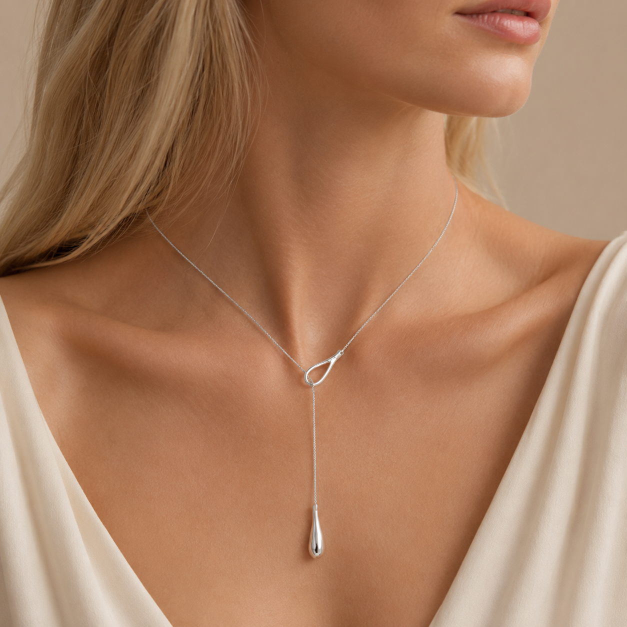 Sculptural Knot Lariat Necklace