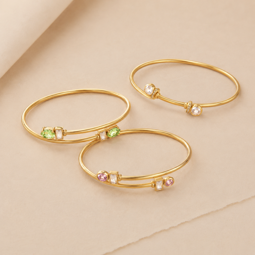 Gem Accent Open Cuff Bangle
