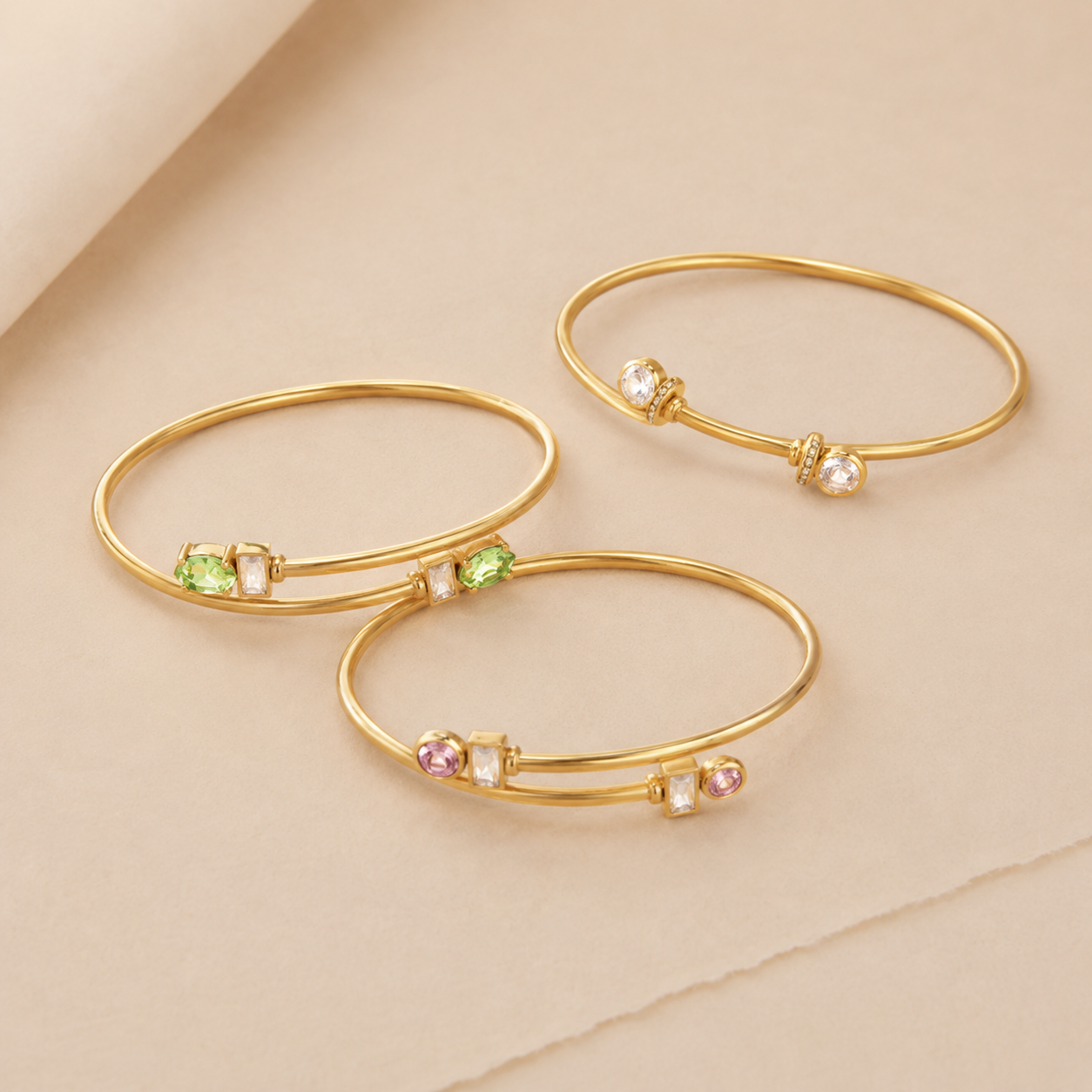 Gem Accent Open Cuff Bangle