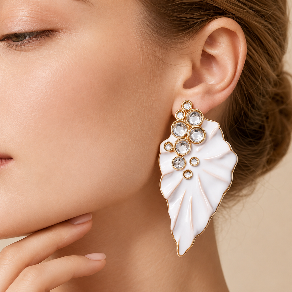 Shell Fan Statement Earrings
