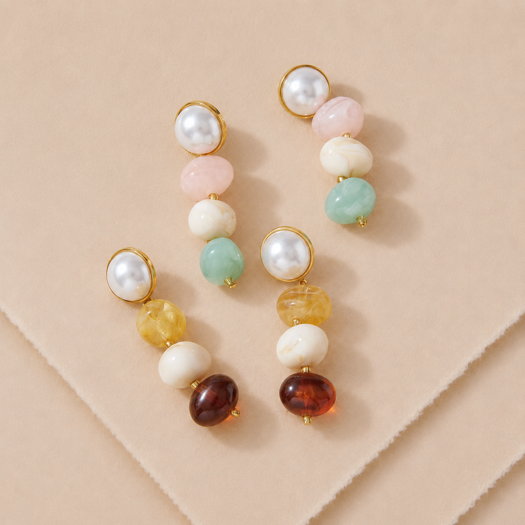 Pearl Accent Beaded Drop Earrings