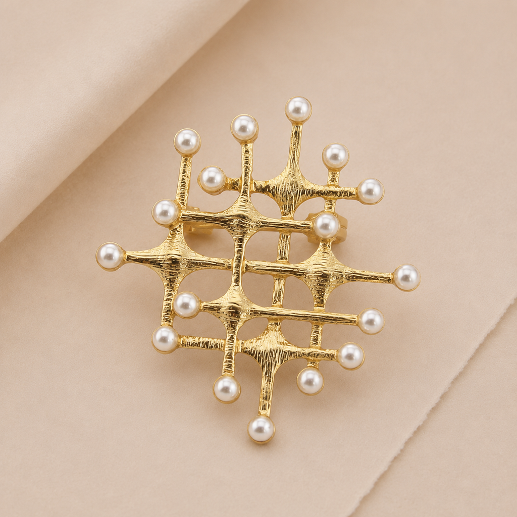 Lattice Bead Statement Brooch