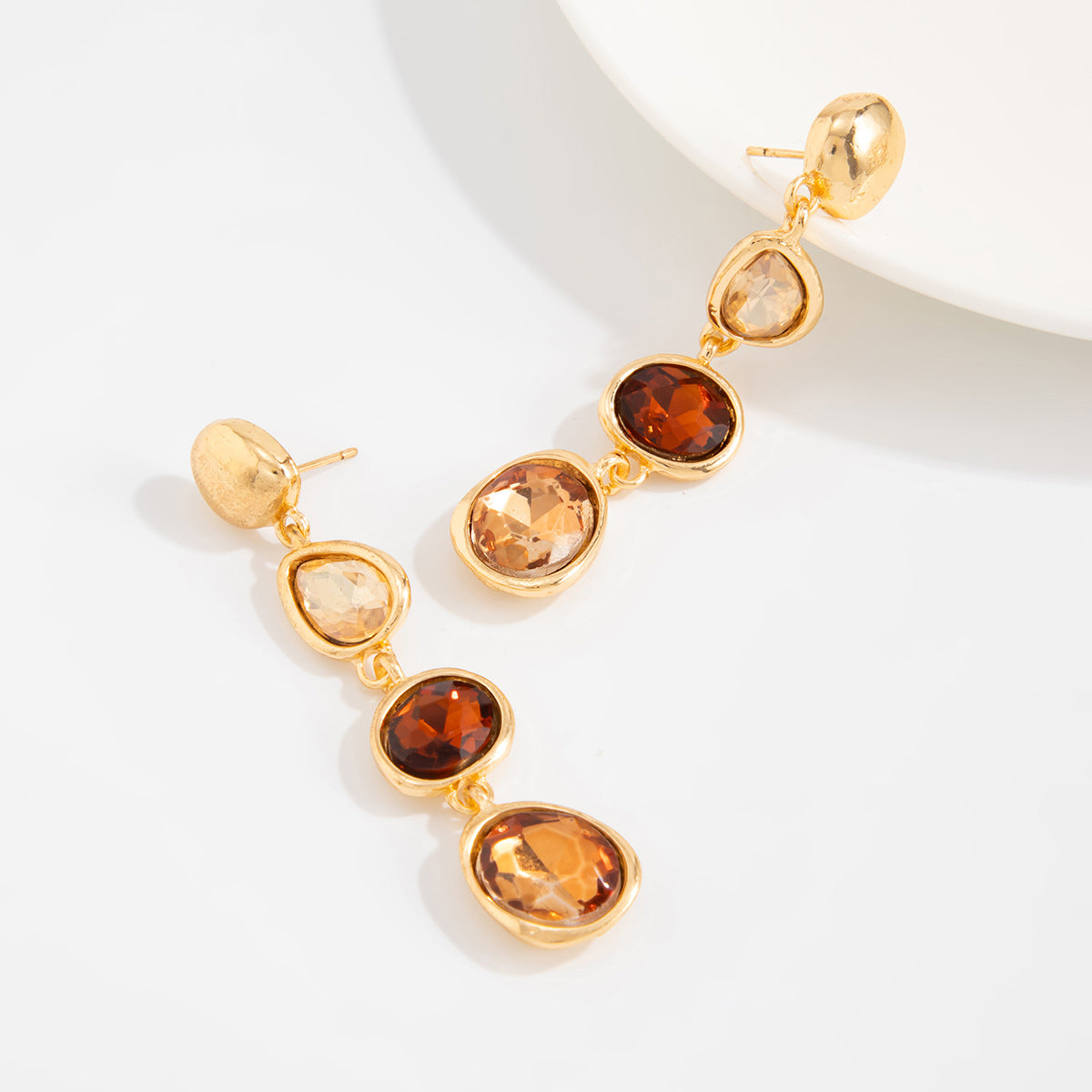 Faceted Oval Drop Earrings