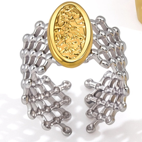 Textured Mesh Statement Ring