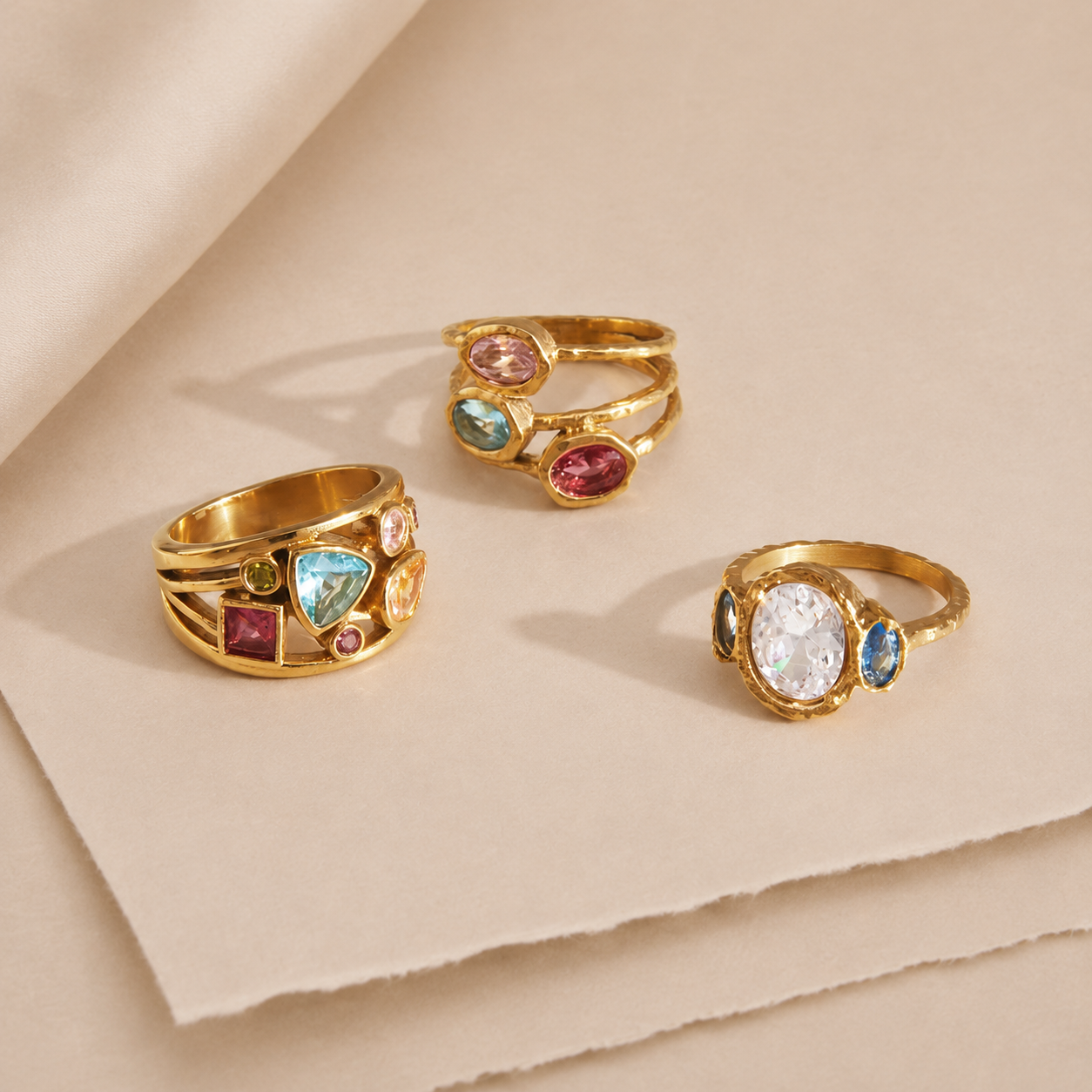 Mixed-Cut Gem Ring