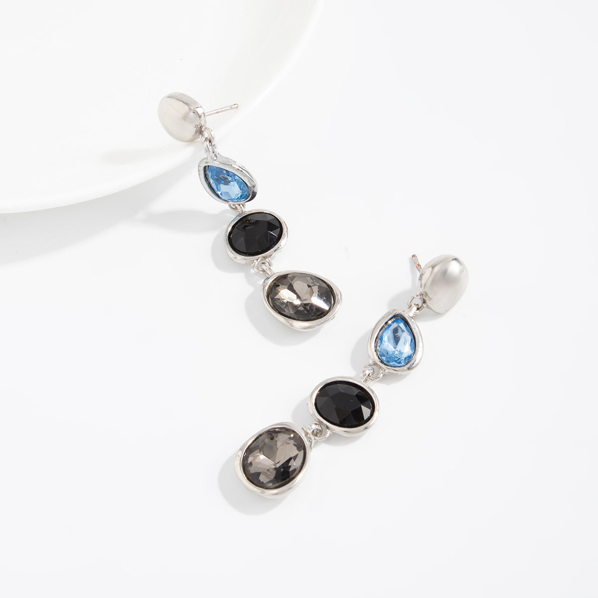 Faceted Oval Drop Earrings