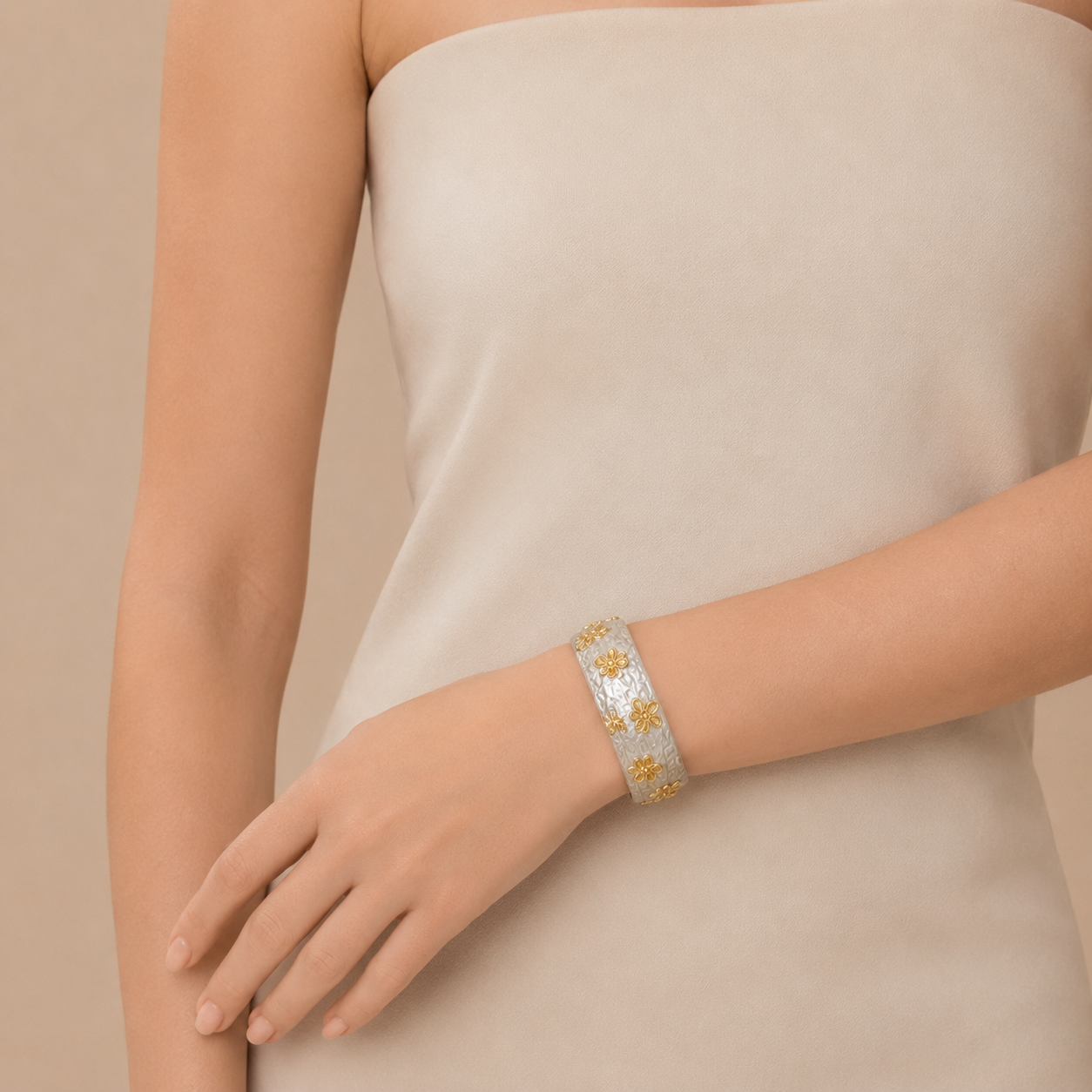 Floral Wide Cuff Bracelet