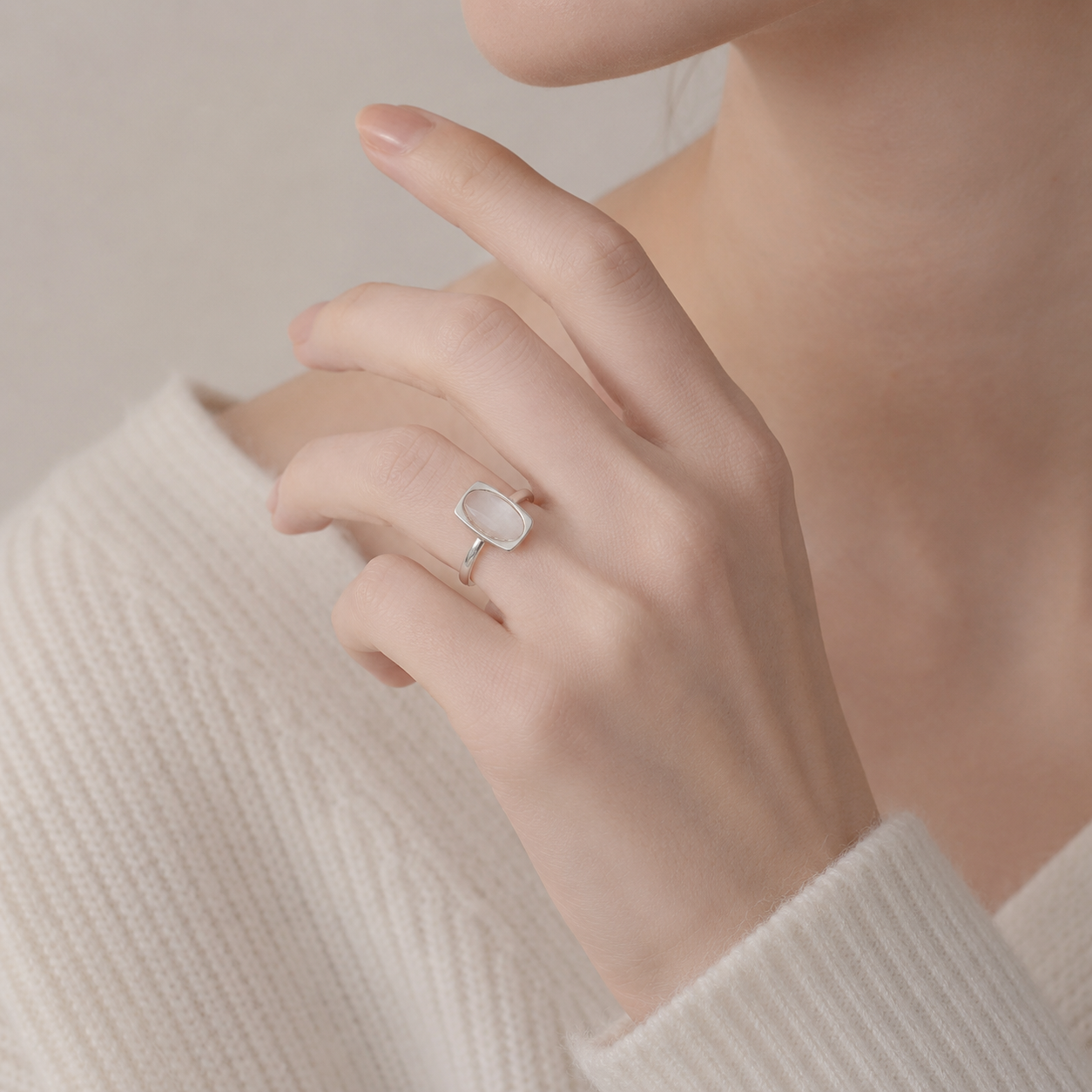Oval Inlay Open Ring