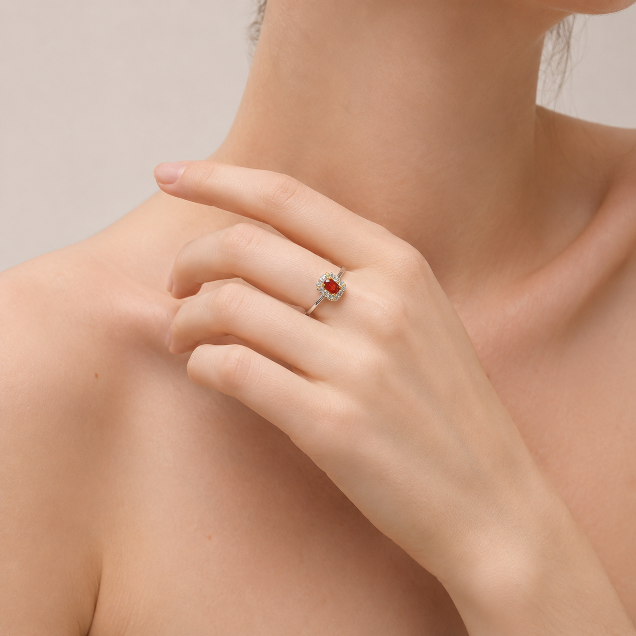 Oval Gem Halo Ring