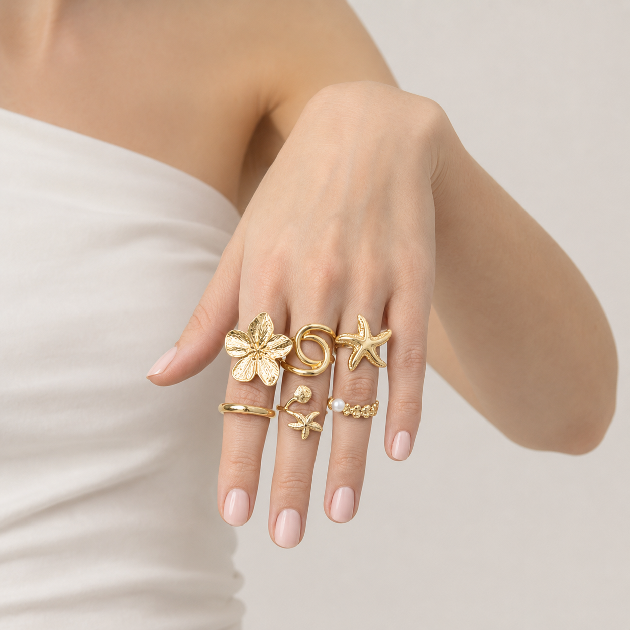 Tropical Bloom Ring Set