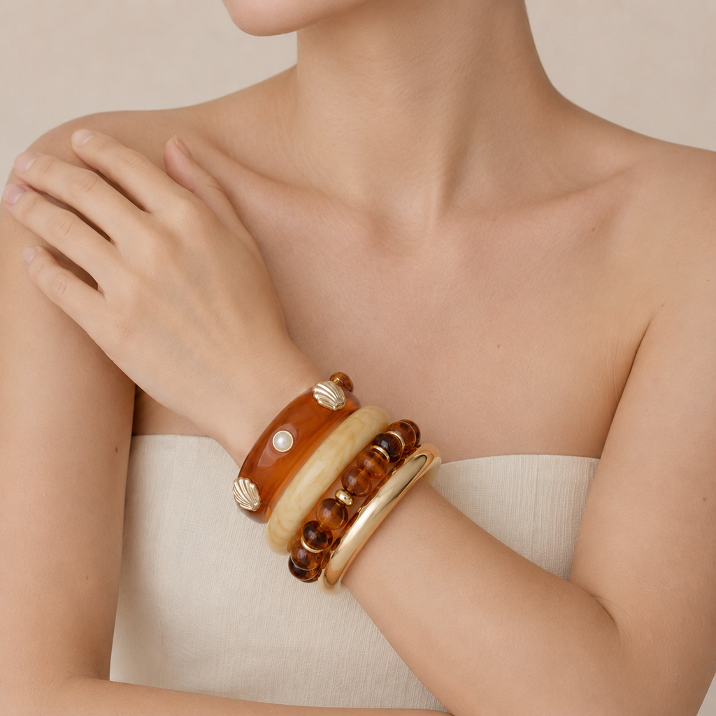 Coastal Shell Bangle Stack