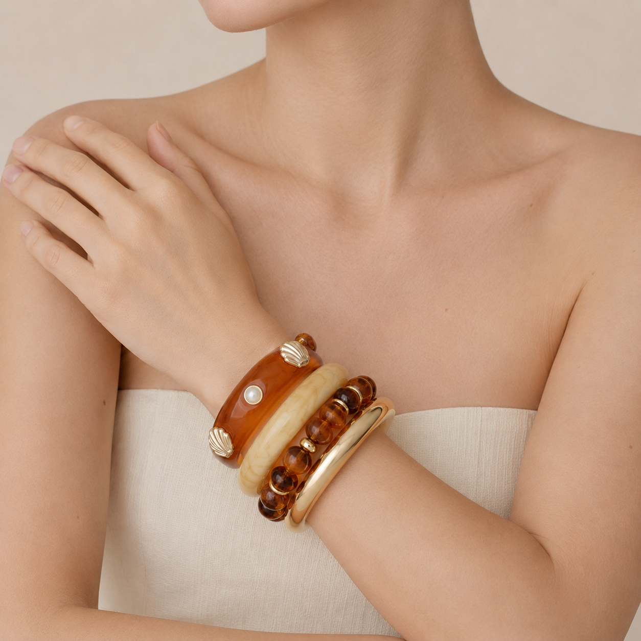 Coastal Shell Bangle Stack