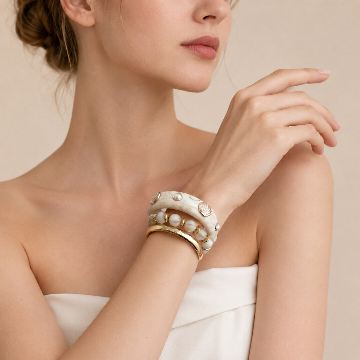 Shell Accent Bracelet Stack