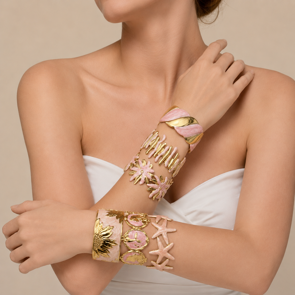 Floral & Starfish Cuff Bracelet