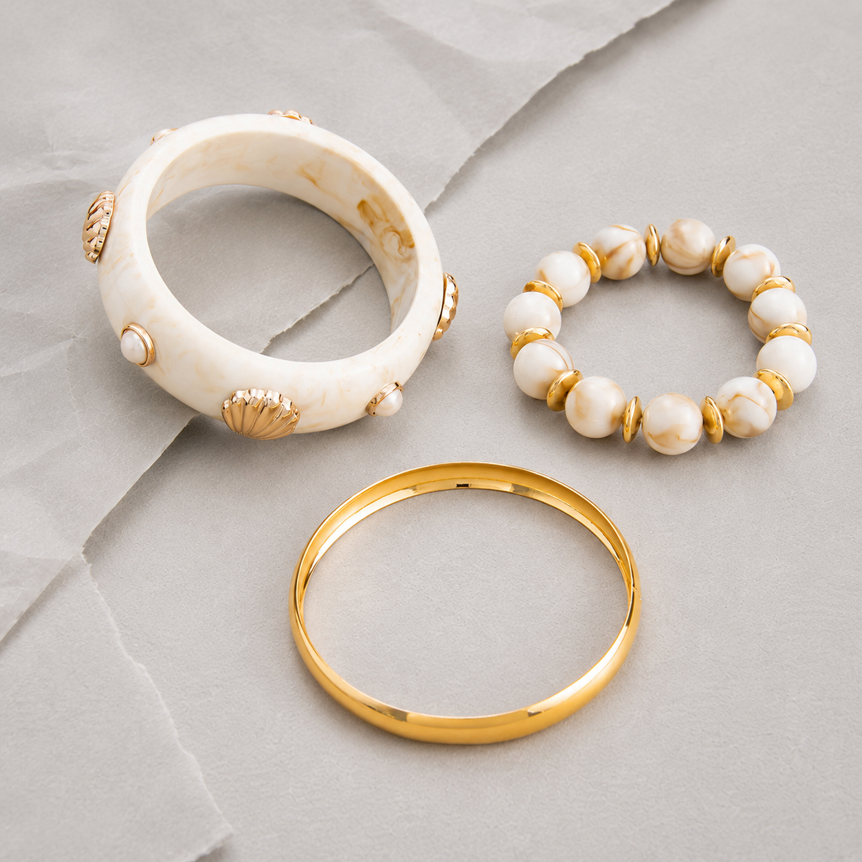 Shell Accent Bracelet Stack
