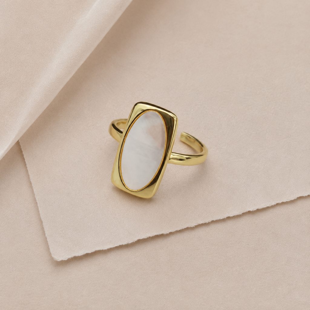 Oval Inlay Open Ring