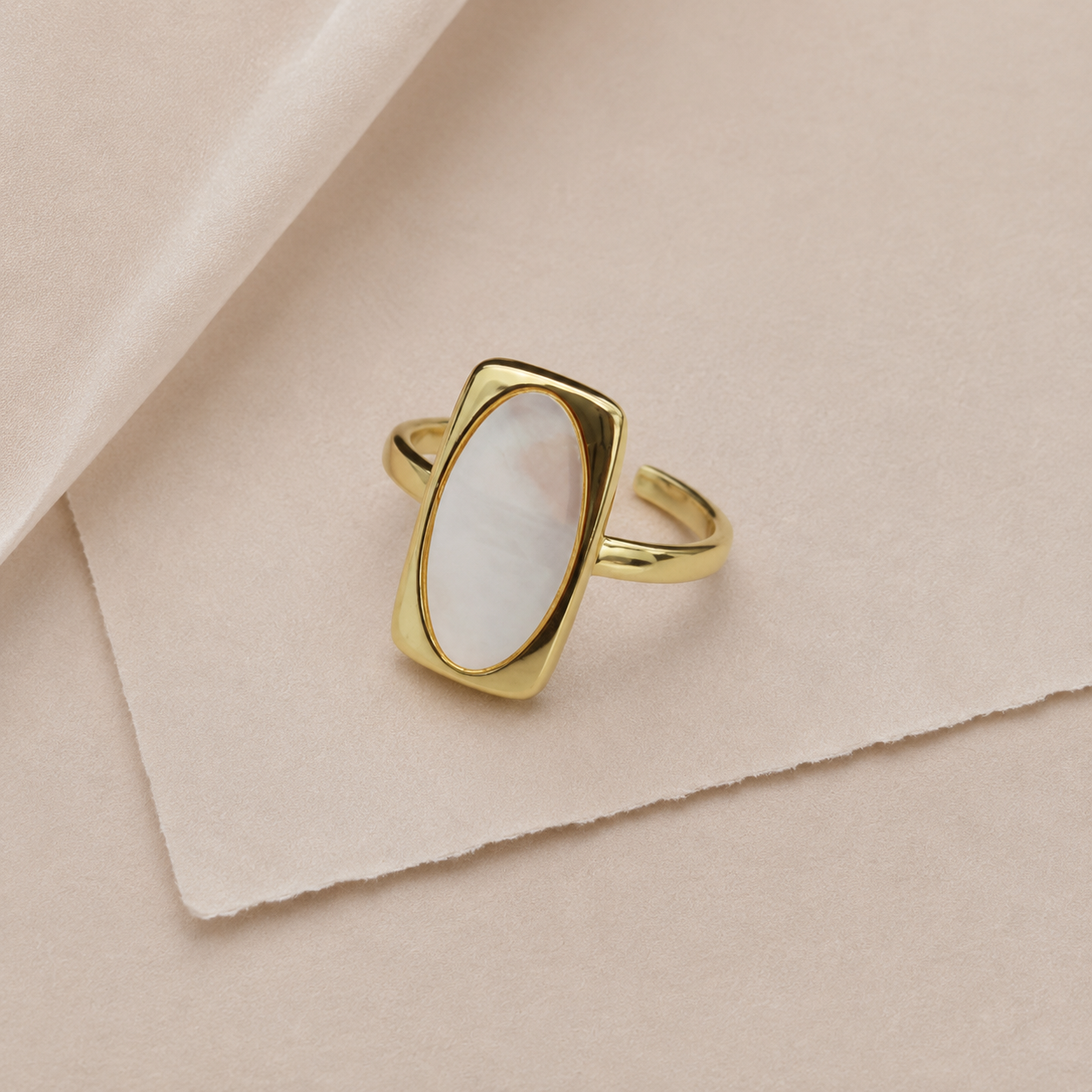 Oval Inlay Open Ring