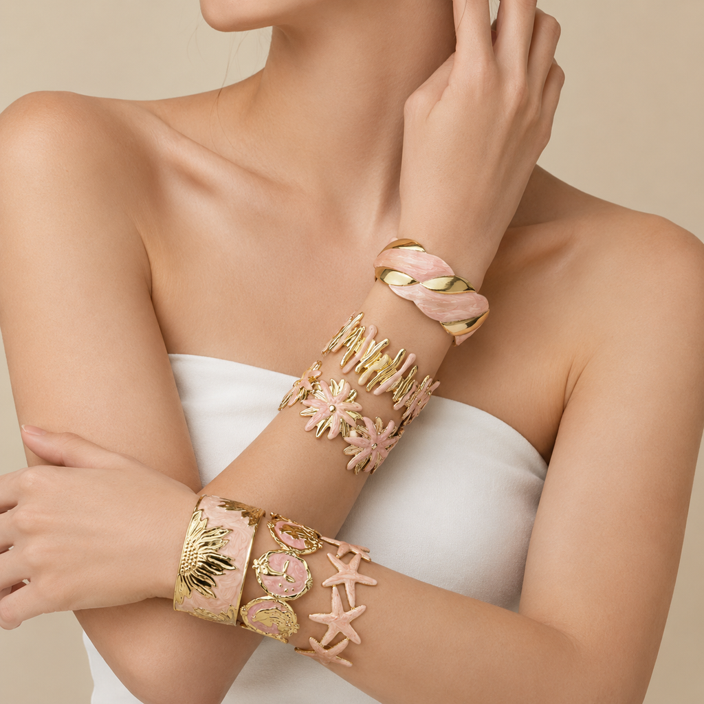 Floral & Starfish Cuff Bracelet