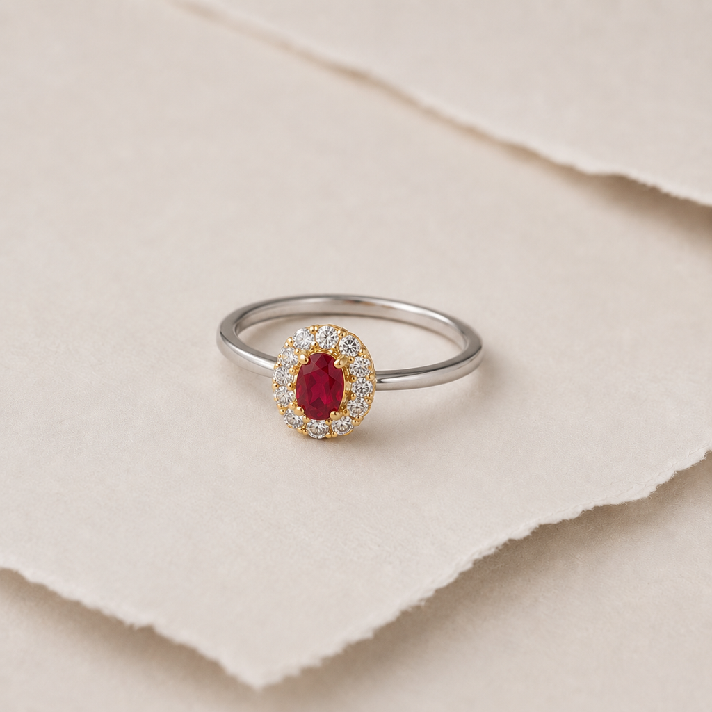 Oval Gem Halo Ring