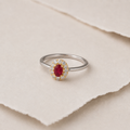 Oval Gem Halo Ring