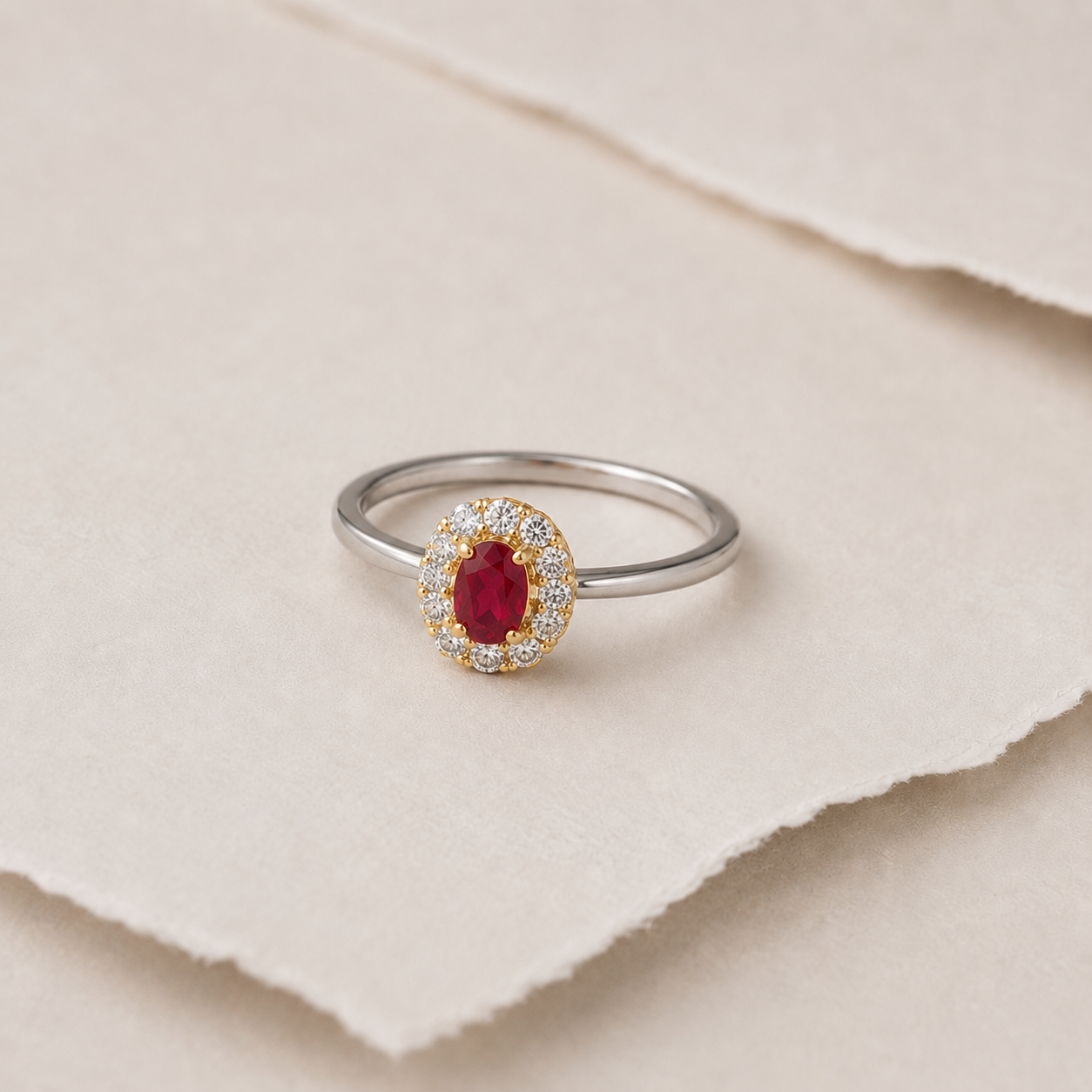 Oval Gem Halo Ring