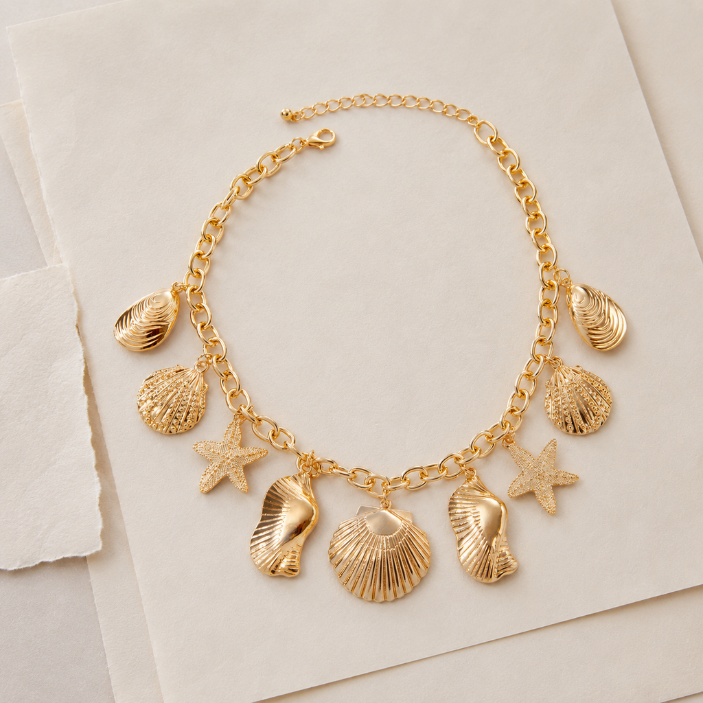 Seashell & Starfish Charm Necklace
