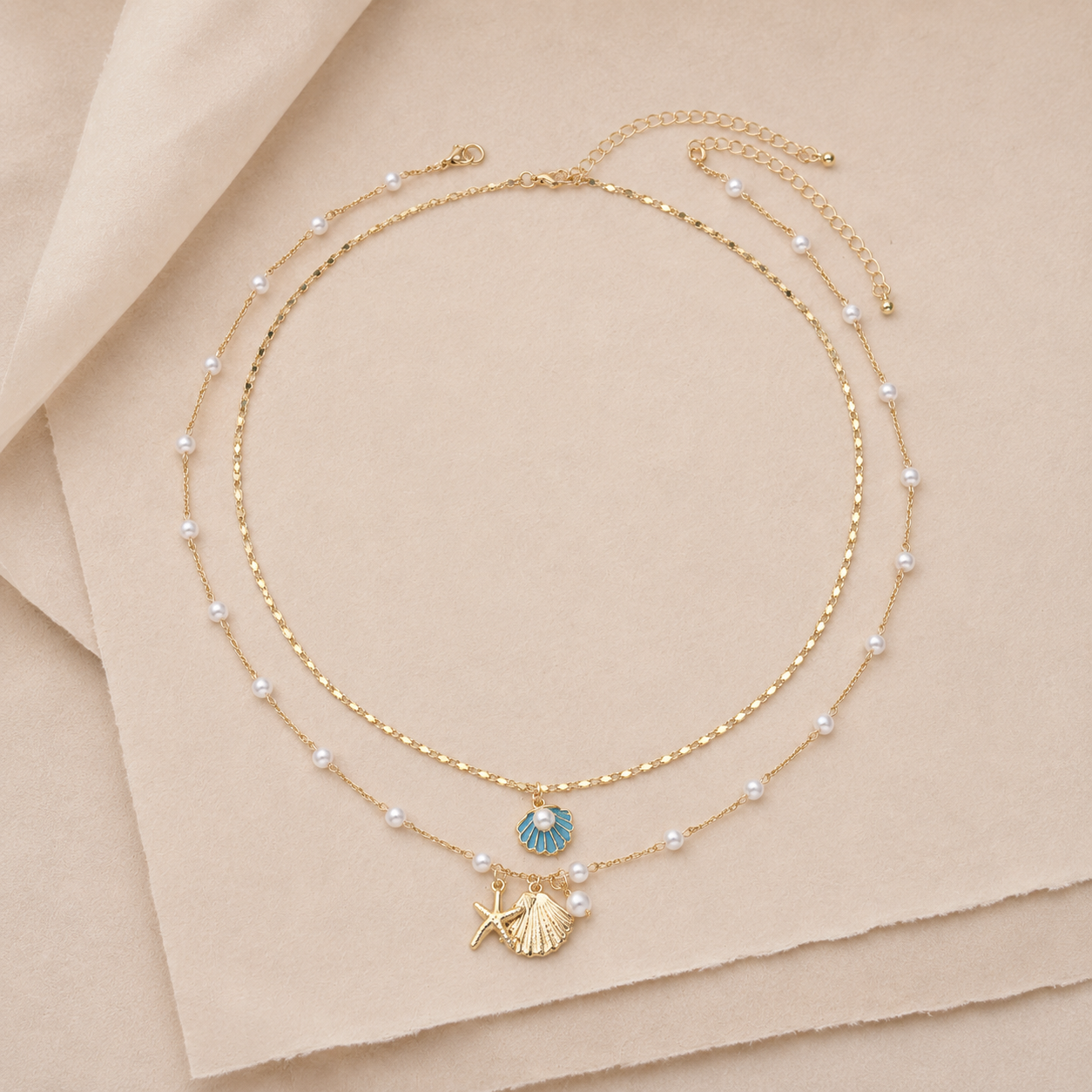 Layered Shell Charm Necklace
