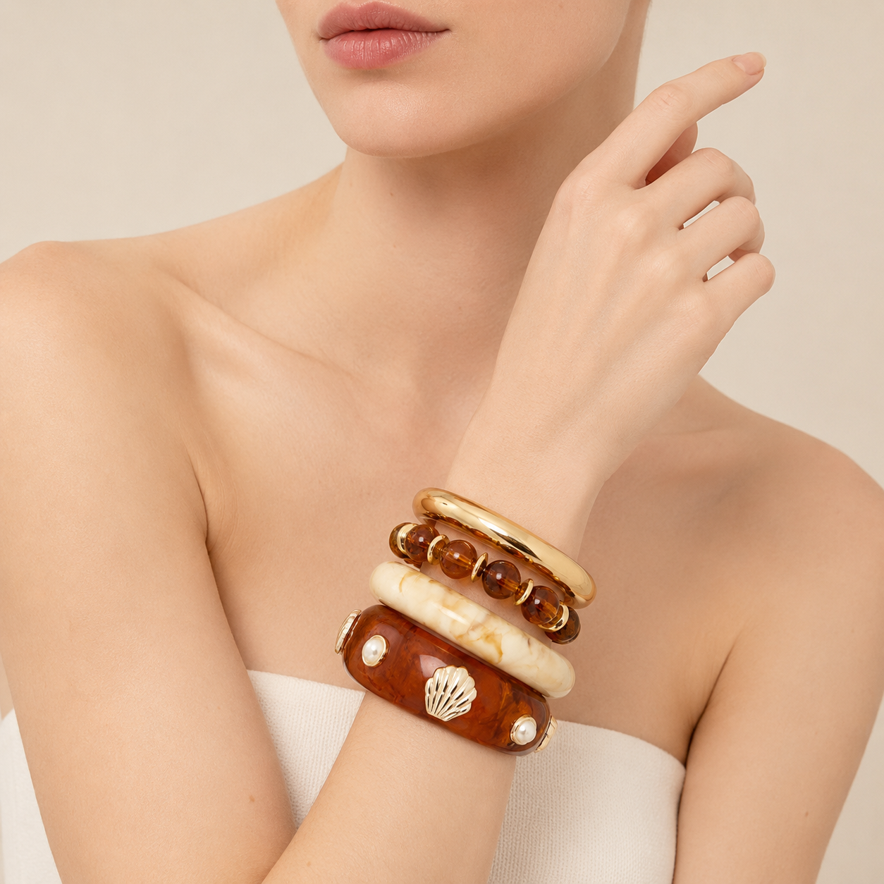 Coastal Shell Bangle Stack
