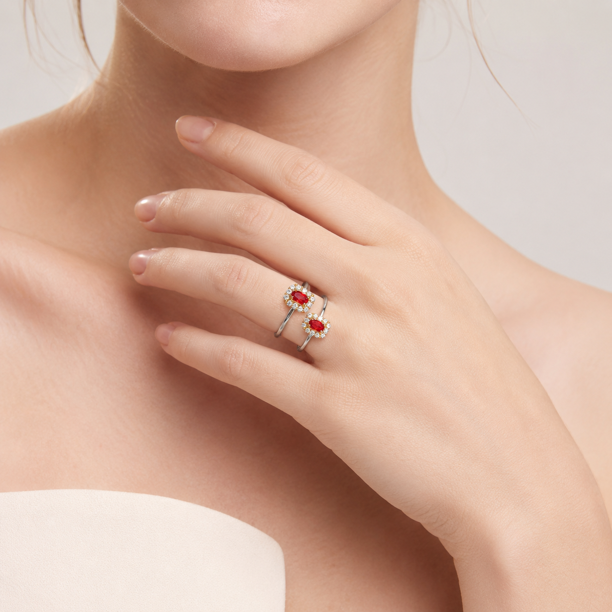 Oval Gem Halo Ring