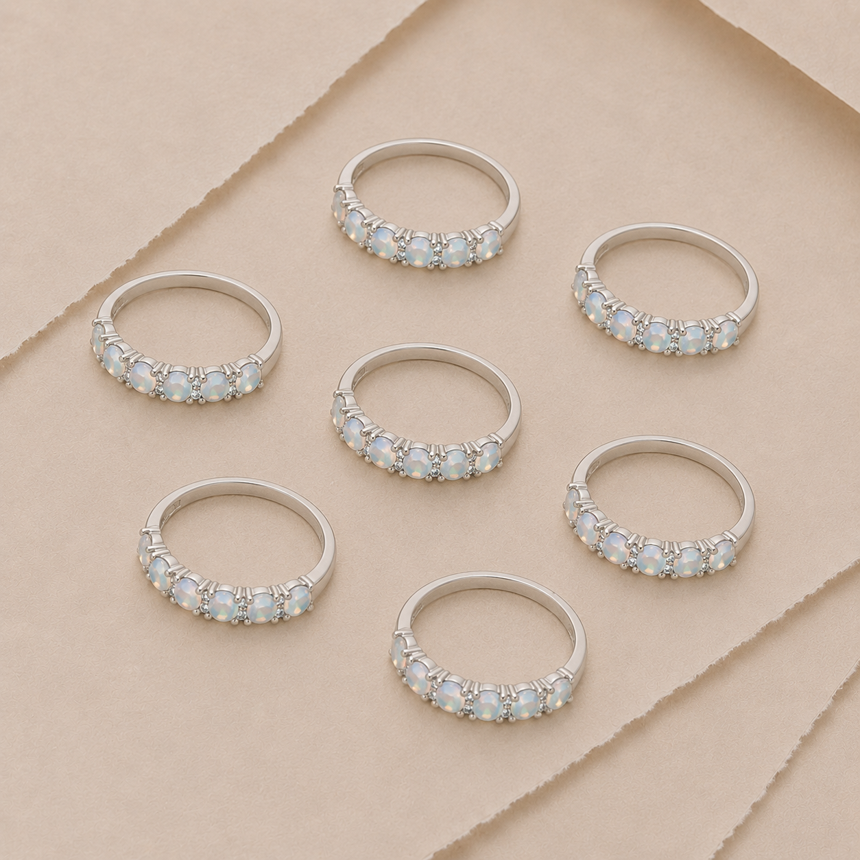 Opal-Inspired Wide Band Ring