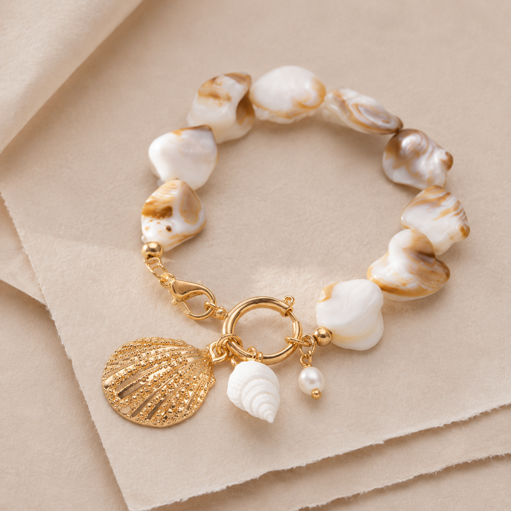 Shell Charm Beaded Bracelet