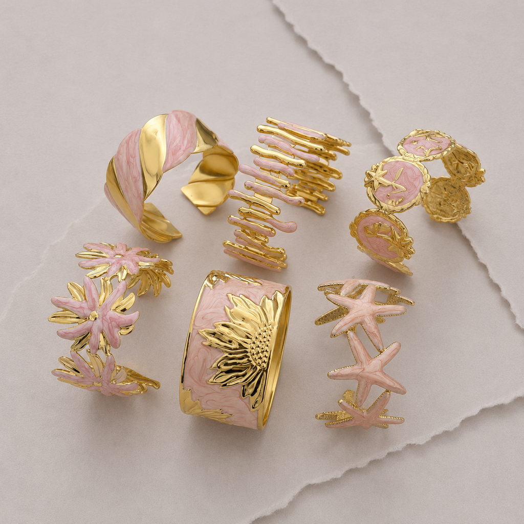 Floral & Starfish Cuff Bracelet