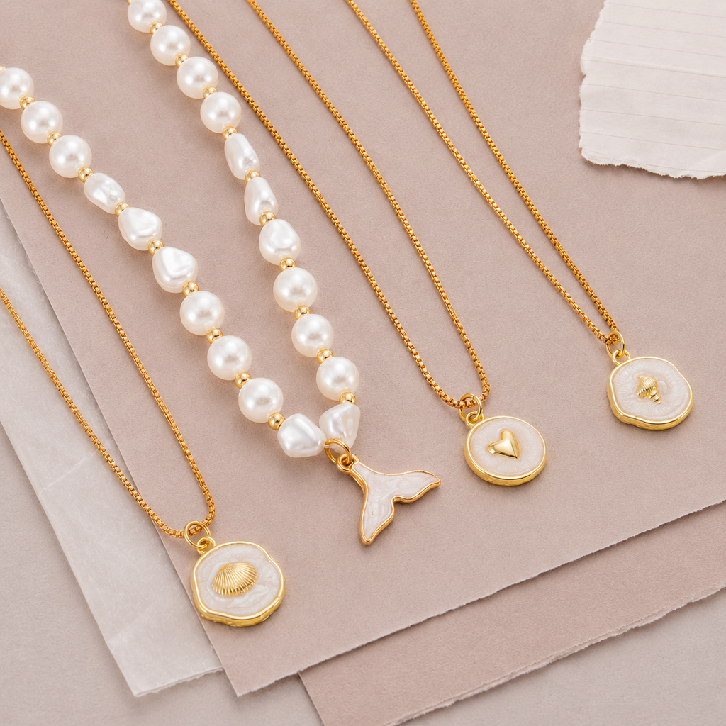 Layered Coastal Charm Necklace Set